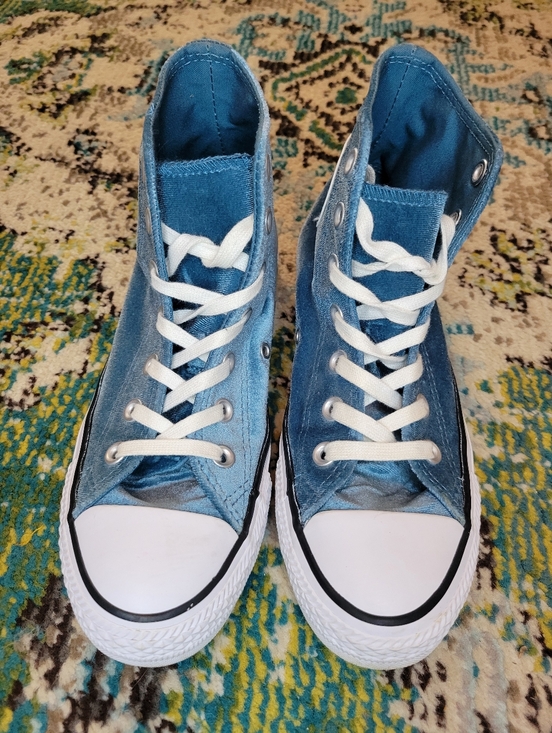 Converse Shoes - Converse Chuck Taylor All Star Velvet High-Top Teal Blue Sneakers, Size Womens 7